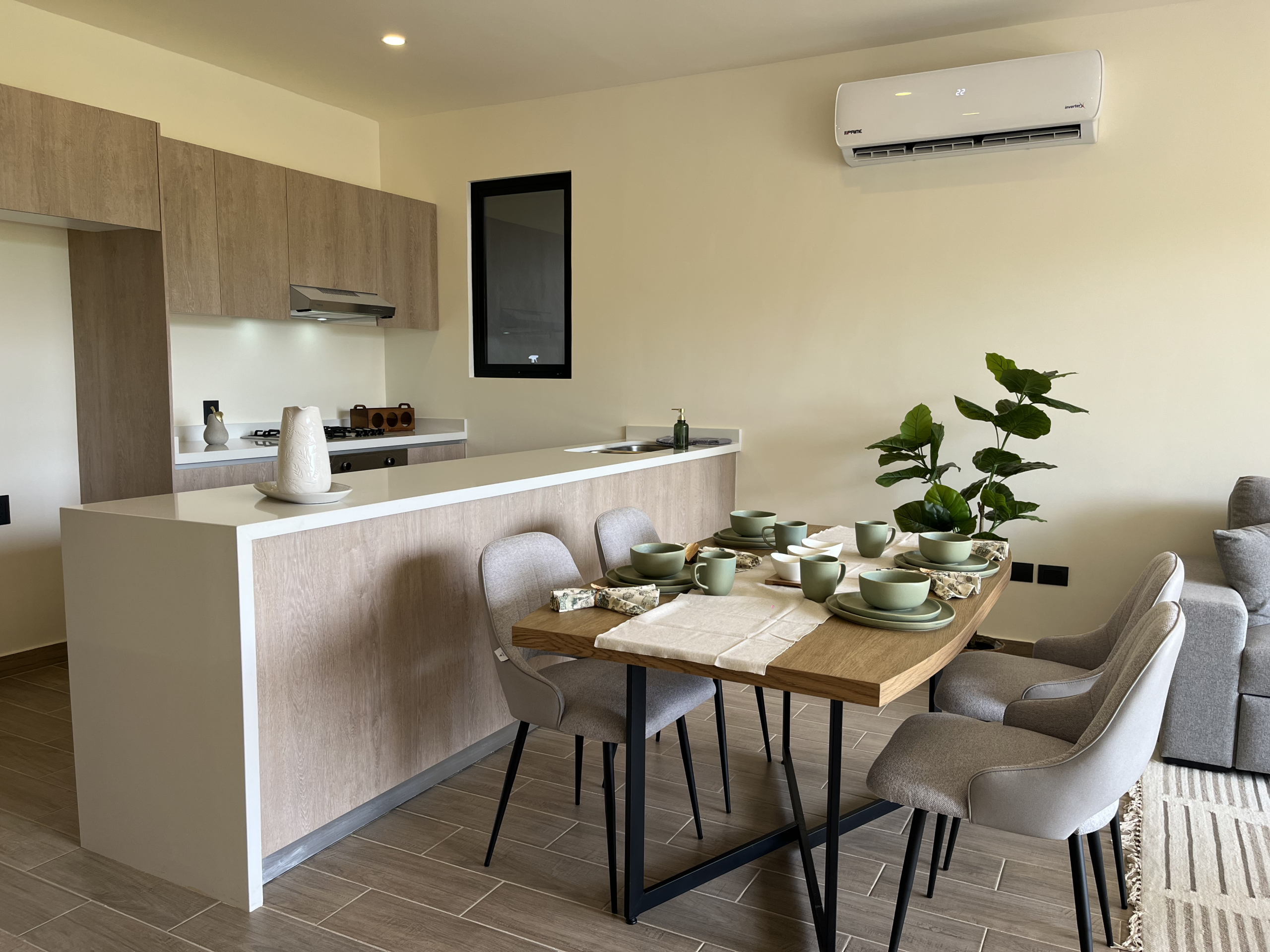 Cocina completa deptartamentos KOA Towers Cancun