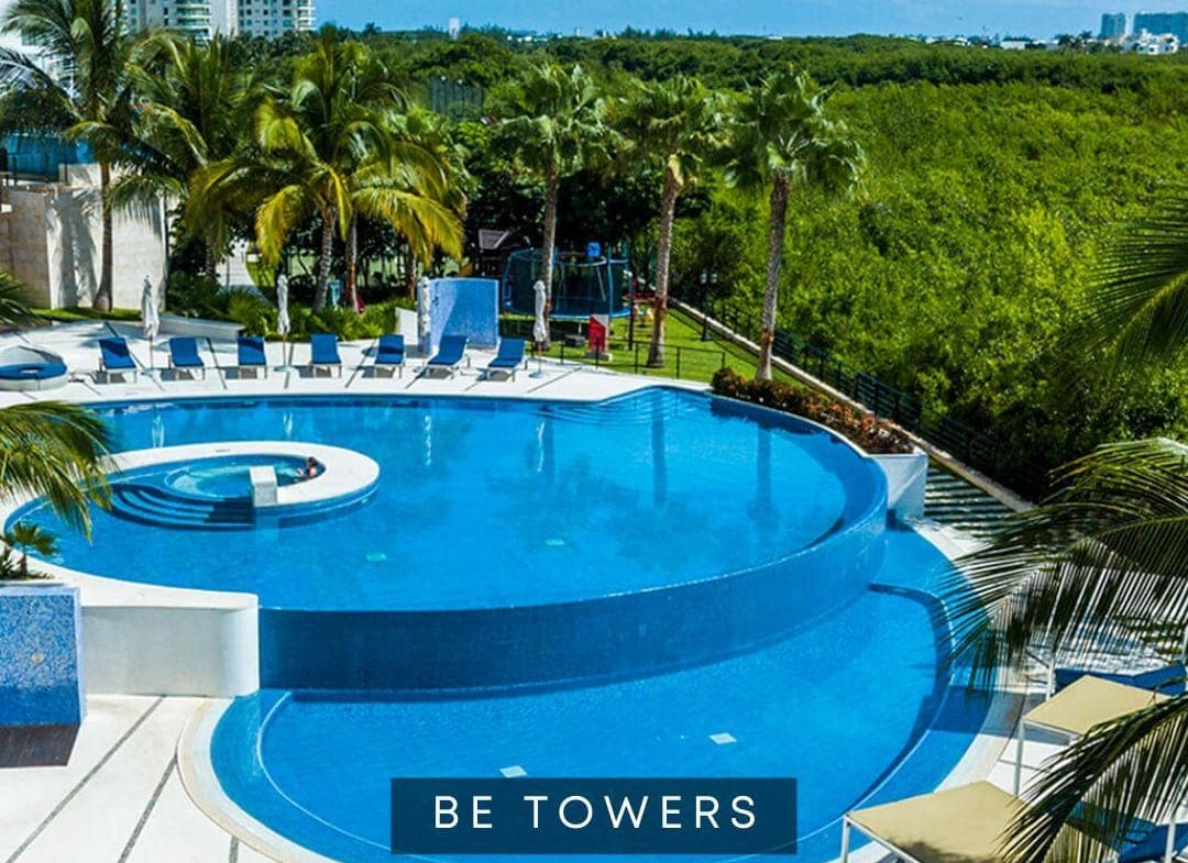 Alberca departamento en venta en Be Towers Puerto Cancun